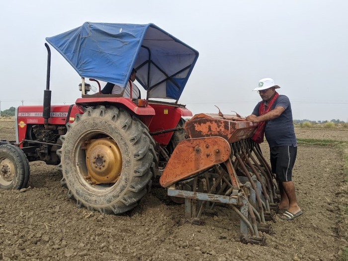 Farmer Rahul Rai no-tilled his rice during the Rabi (paddy) season. (Photo: Nima Chodon/CIMMYT)